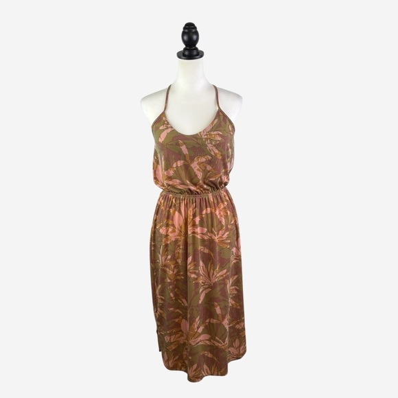 prAna Ayla Printed Midi Dress M Stretch Racerback Built-In Shelf Bra - Picture 4 of 14